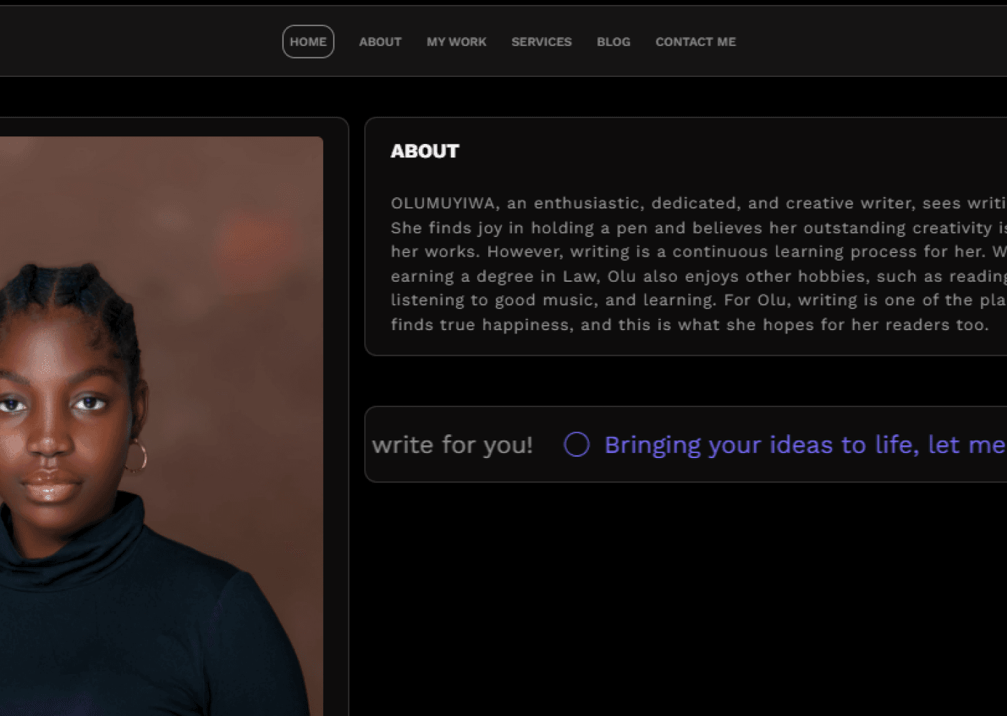 portfolio website project by Timilehin | web developer